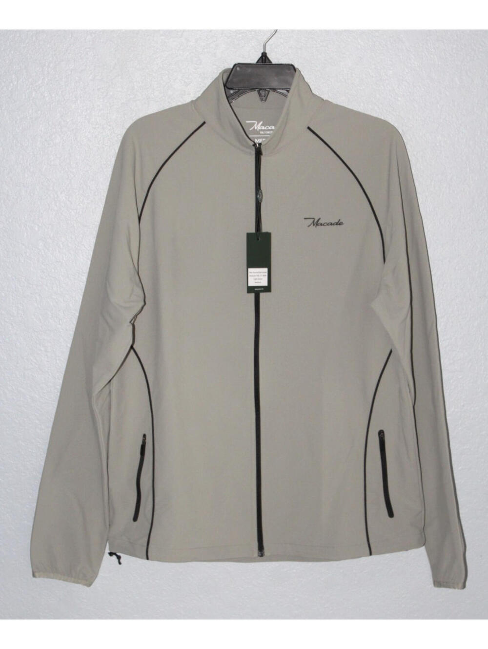 NEW Macade Golf Men Course Shell Jacket Light Green Full Zip Slim-Fit - Medium